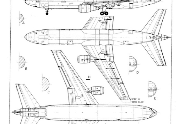 Douglas DC-10 aircraft drawings (figures)